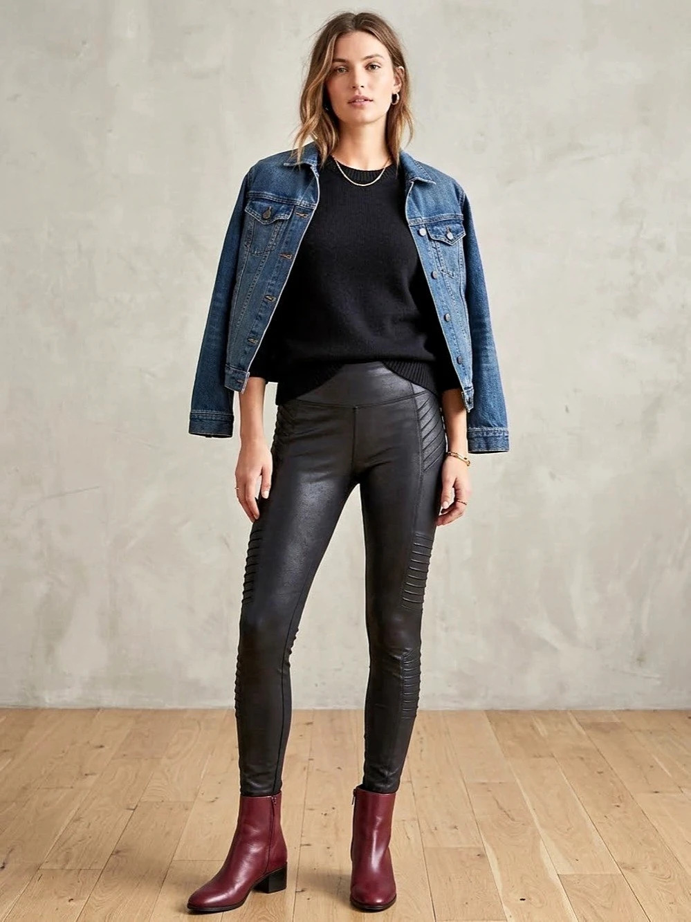 Athleta Delancey Gleam Moto Tight Black Moto Leggings Size Medium